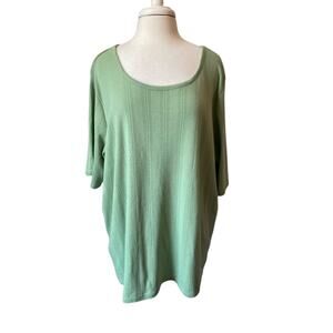 Woman Within NWOT Cottagecore Feminine Pointelle Comfy Relaxed Sage Tunic Top 2X